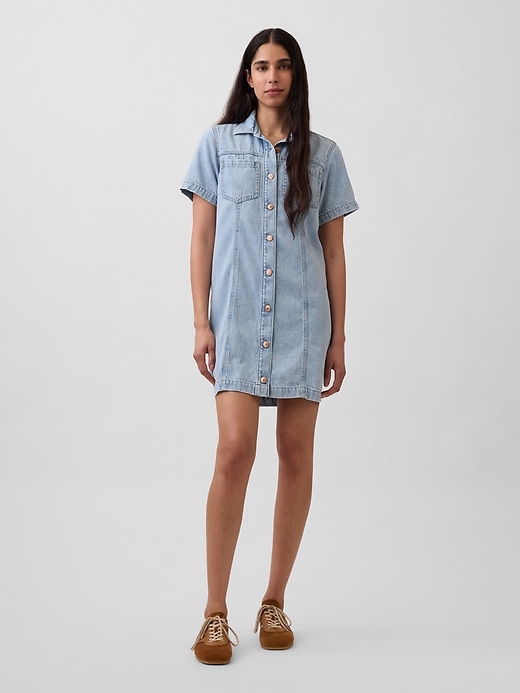 Image number 1 showing, UltraSoft Denim Mini Shirtdress