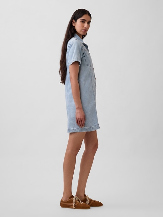 Image number 3 showing, UltraSoft Denim Mini Shirtdress