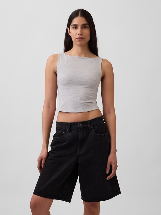 Image number 1 showing, CloseKnit Jersey Boatneck Crop Tank Top