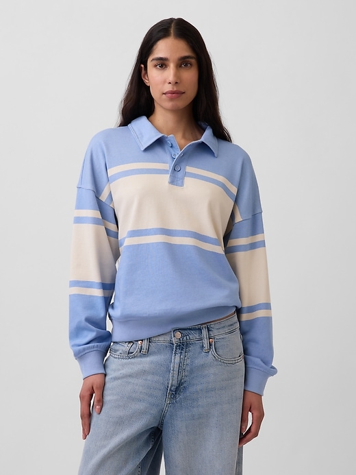 Image number 1 showing, French Terry Oversized Polo Sweatshirt