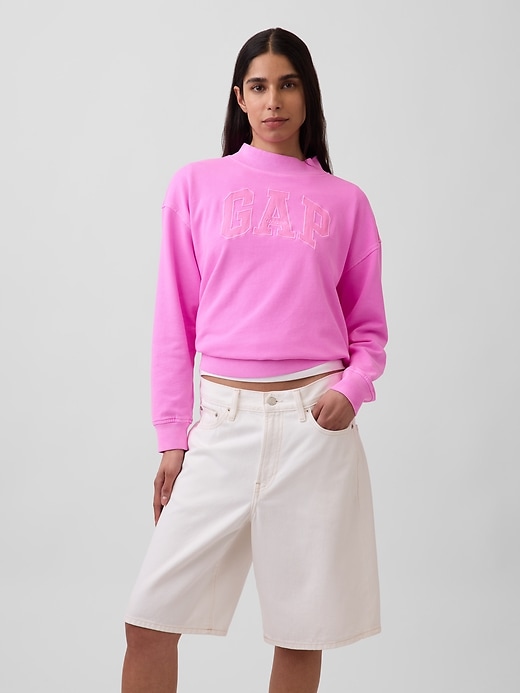Image number 1 showing, VintageSoft Terry Oversized Mockneck Logo Sweatshirt