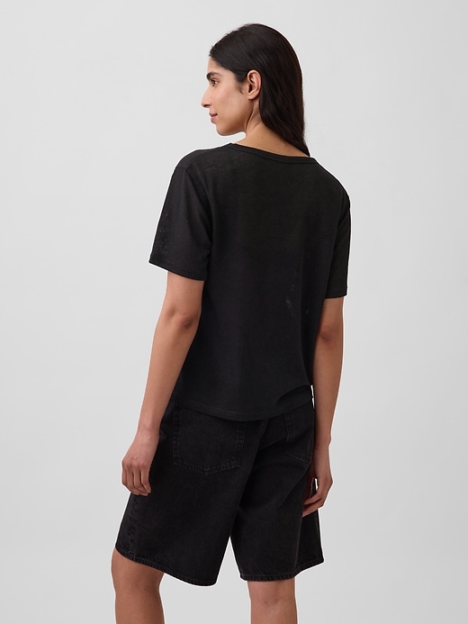 Image number 3 showing, Linen-Blend Relaxed V-Neck T-Shirt