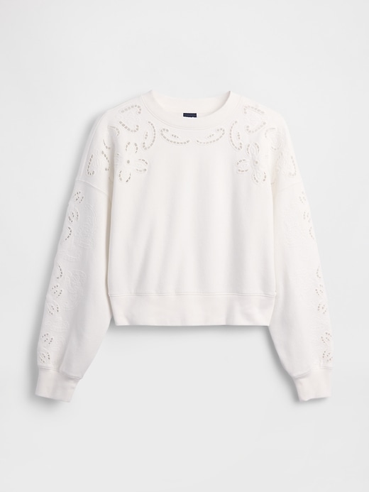 Image number 5 showing, VintageSoft Oversized Eyelet Crop Sweatshirt