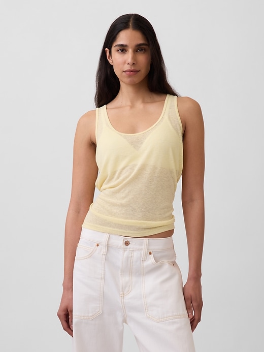 Image number 1 showing, Linen-Blend Tank Top