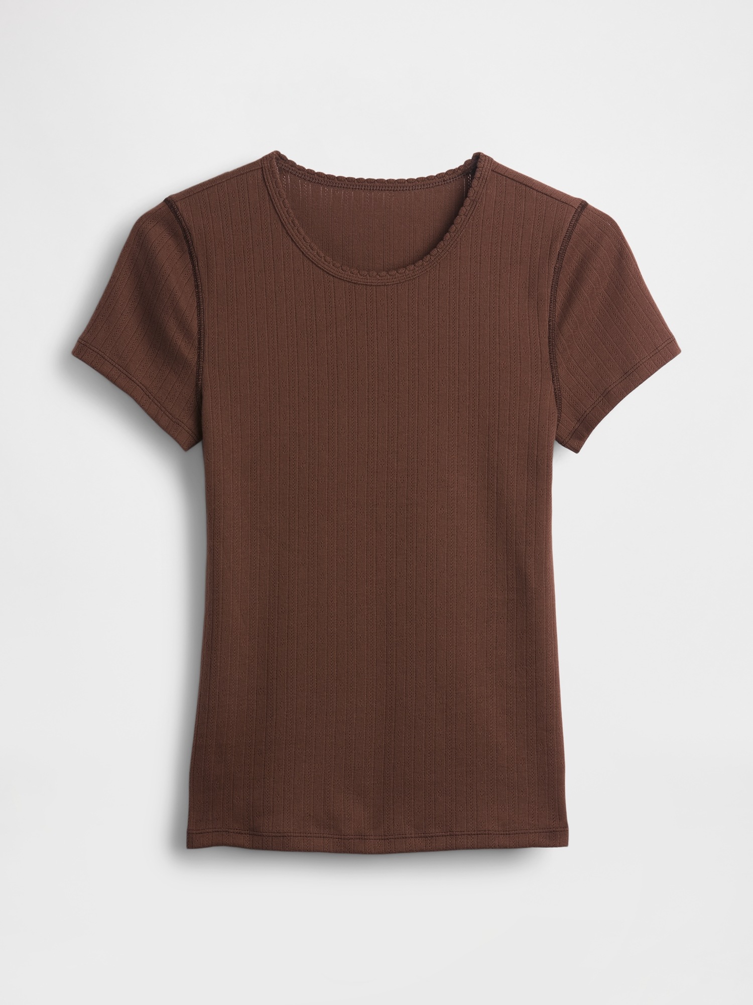 Женская футболка Gap Pointelle Crew, цвет: Коричневый — фото 5