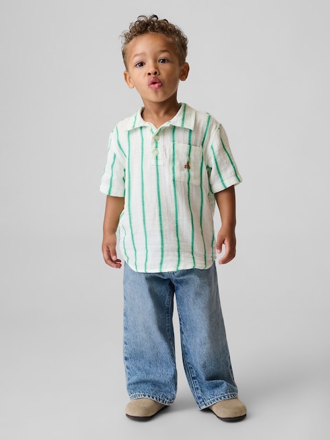 Baby & Toddler Cotton Gauze Print Polo Shirt