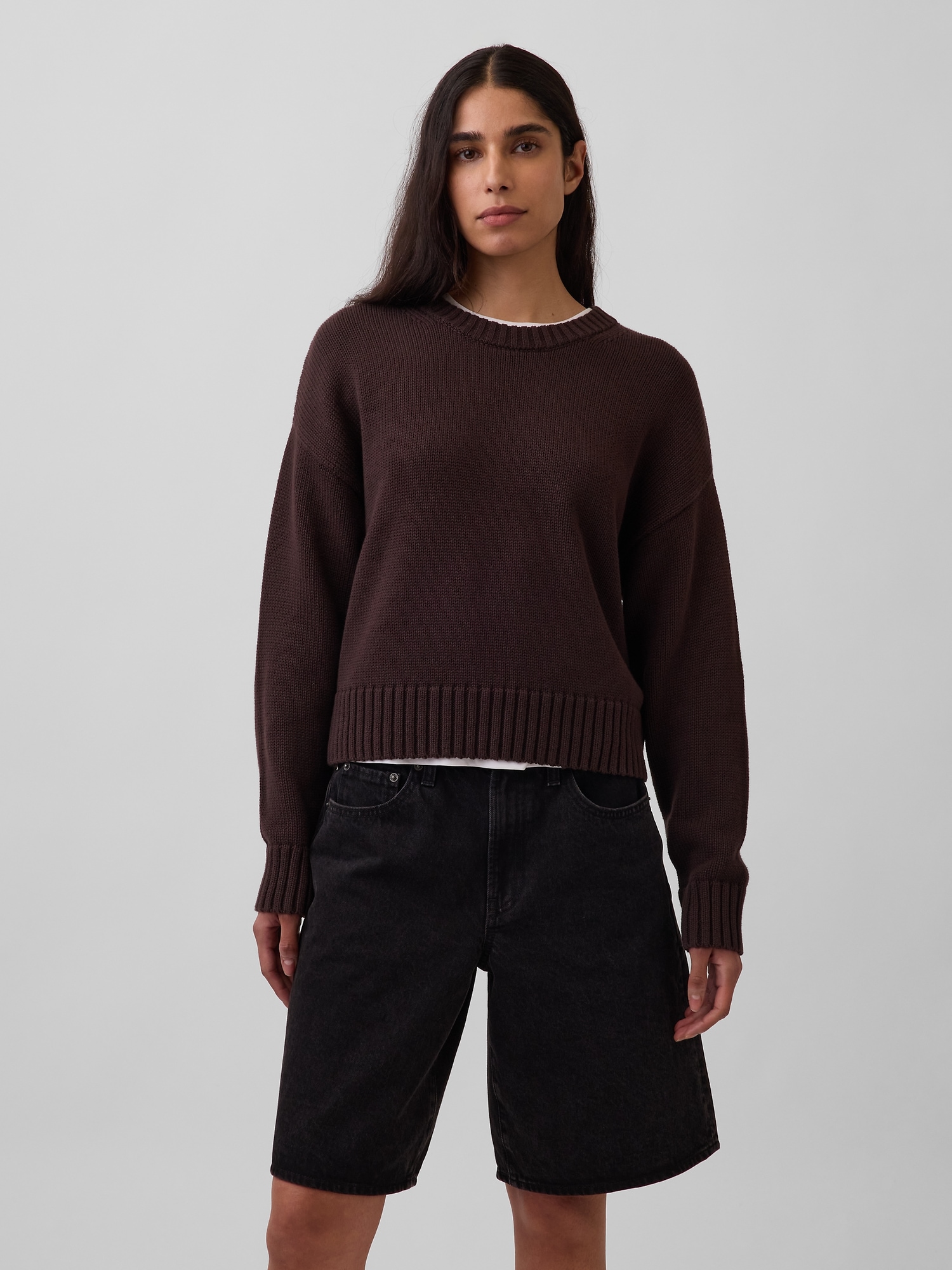 Gap 100% Cotton Oversized Sweater In Brown