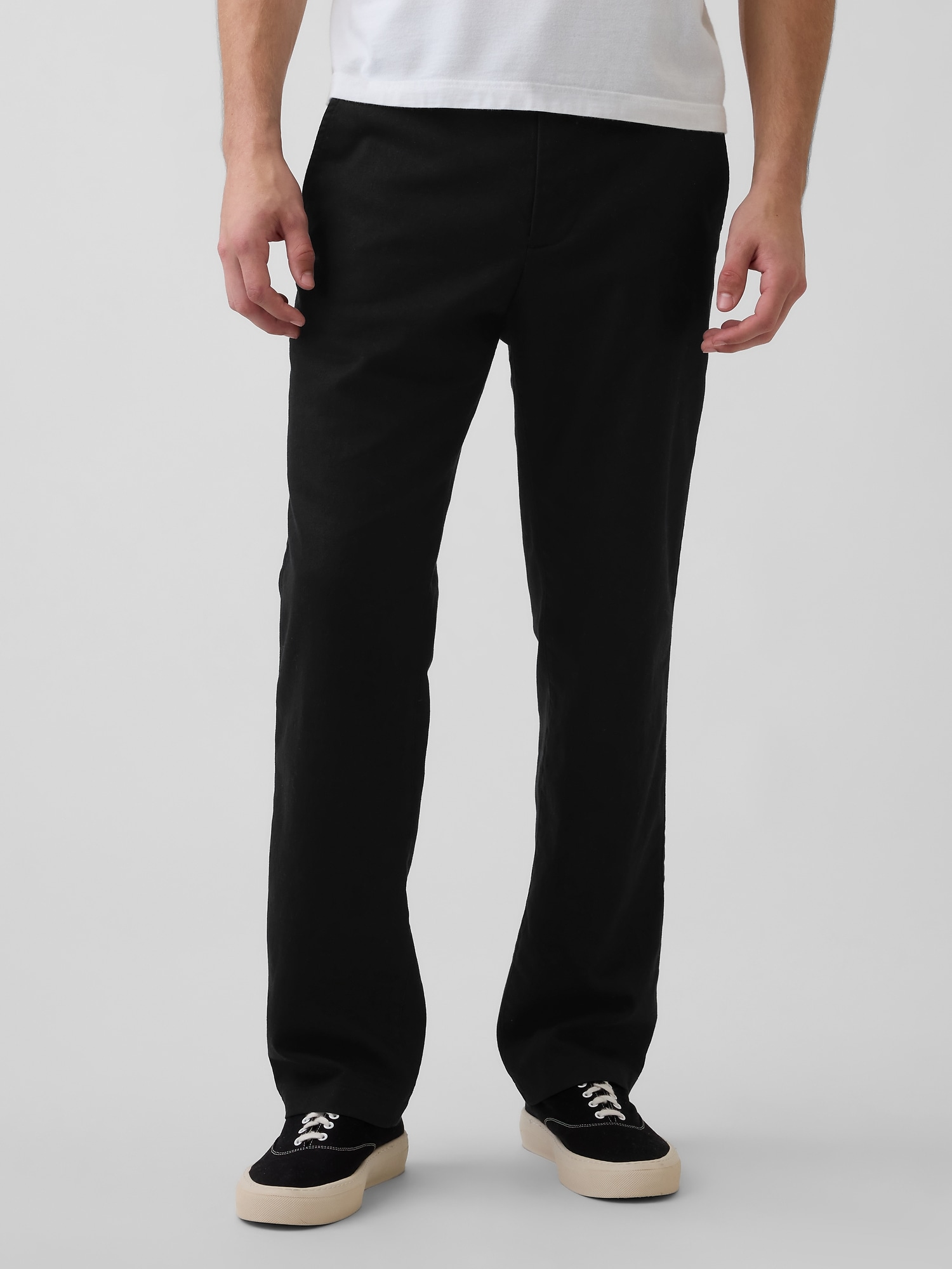 Linen-Cotton Relaxed Straight Trousers