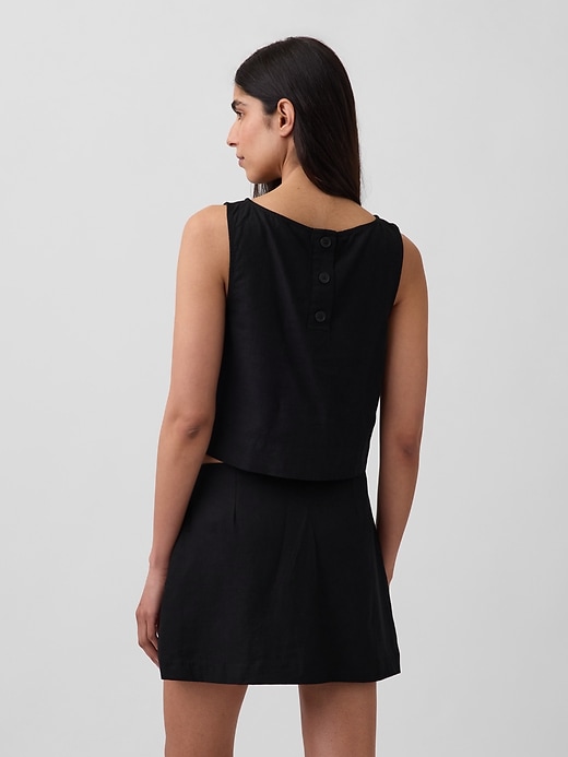 Image number 3 showing, Linen-Blend Crop Shell Tank Top
