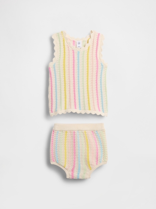 Image number 1 showing, Baby Crochet Stripe Sweater Set