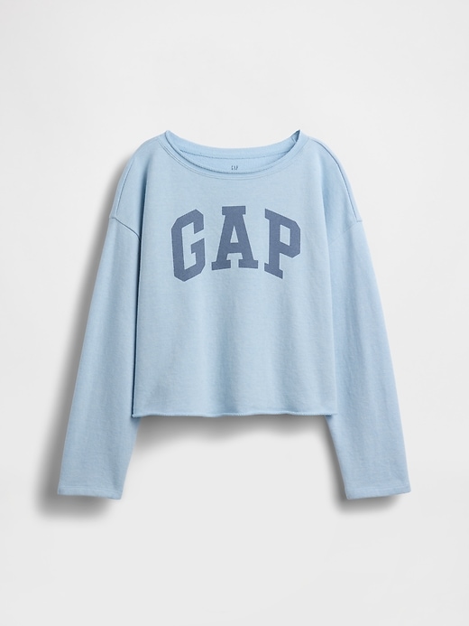 Image number 2 showing, Kids French Terry Wide-Neck Logo Sweatshirt