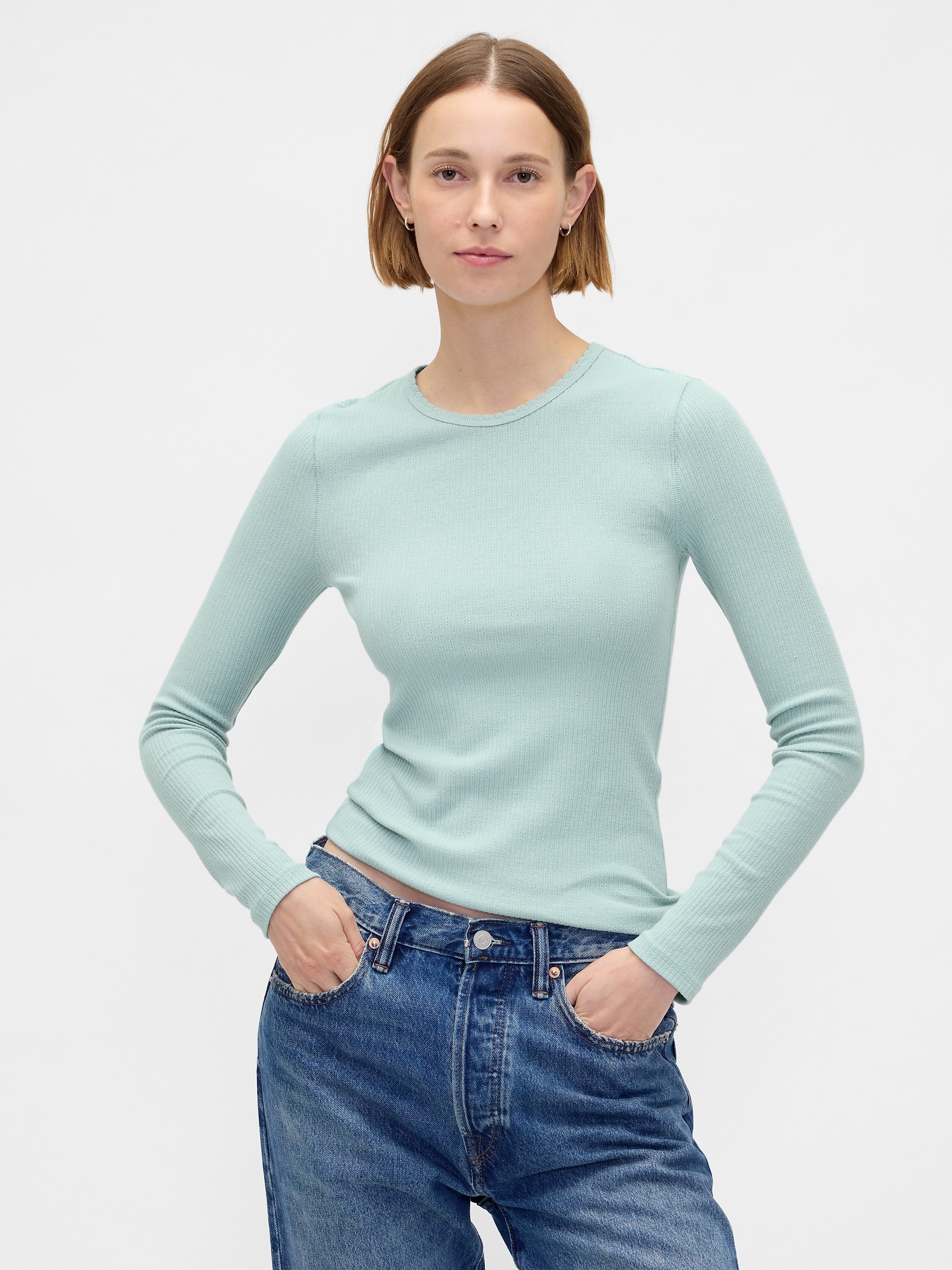 Pointelle Rib T-Shirt
