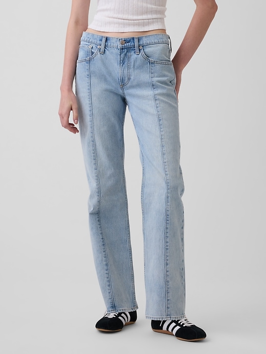 Image number 2 showing, Mid Rise Seamed Straight Jeans