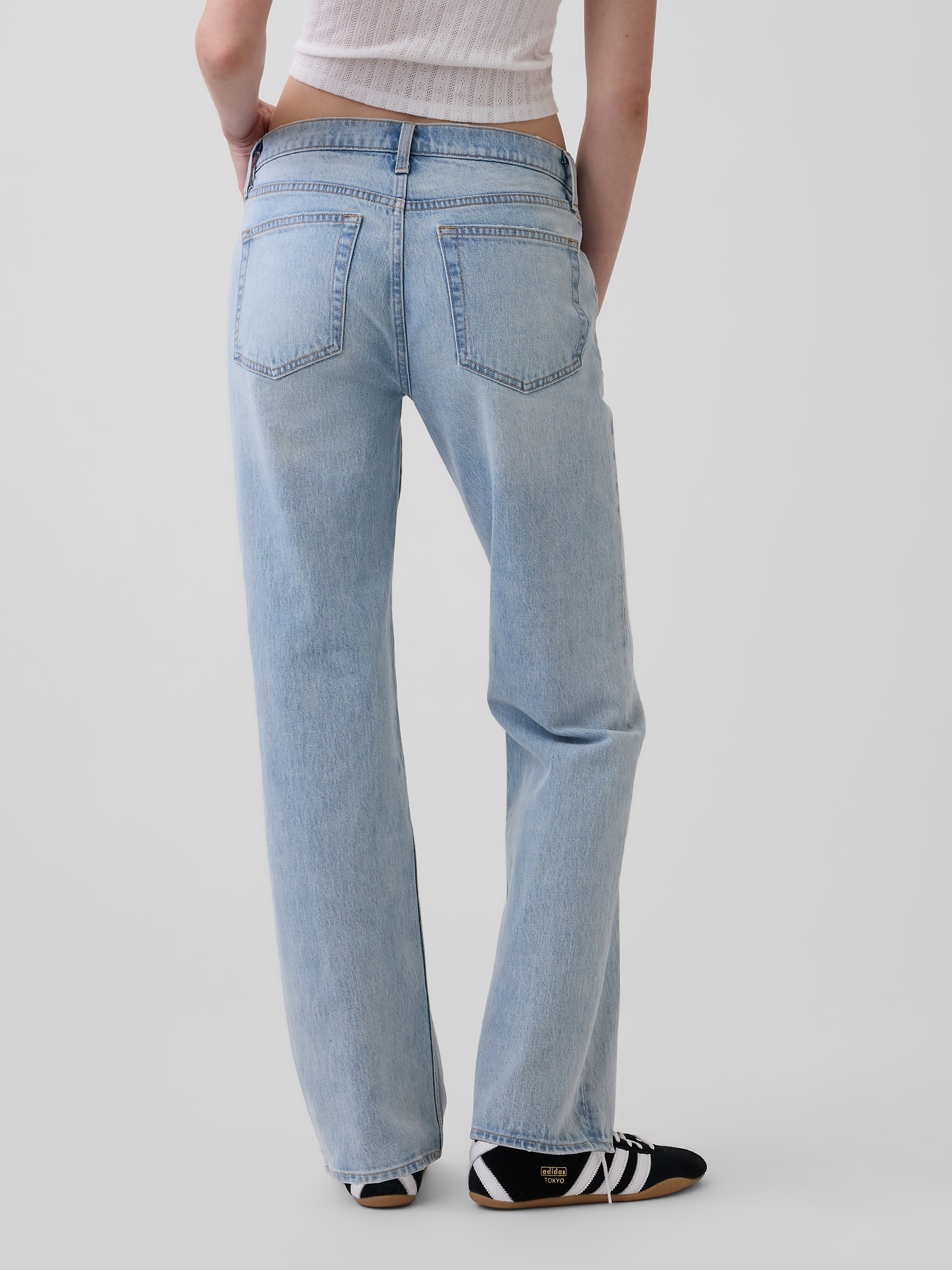 Mid Rise Seamed Straight Jeans