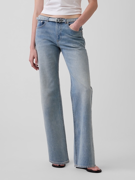Image number 2 showing, Mid Rise Micro Belt Relaxed Straight Jeans