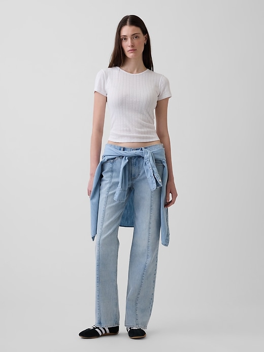 Image number 1 showing, Mid Rise Seamed Straight Jeans