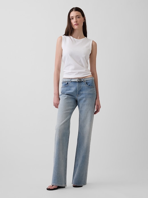 Image number 1 showing, Mid Rise Micro Belt Relaxed Straight Jeans