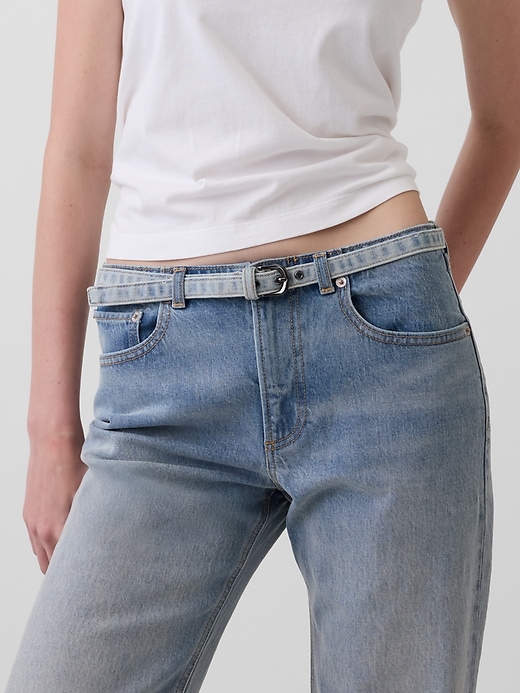 Image number 6 showing, Mid Rise Micro Belt Relaxed Straight Jeans
