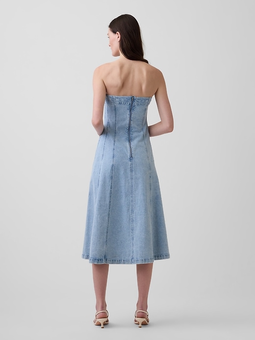 Image number 2 showing, Strapless Denim Midi Dress