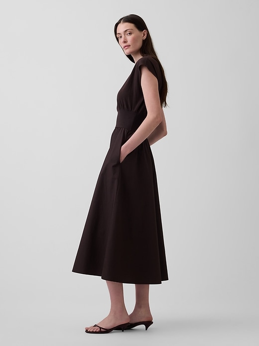 Image number 3 showing, Mixed Media Drop-Waist Midi Dress