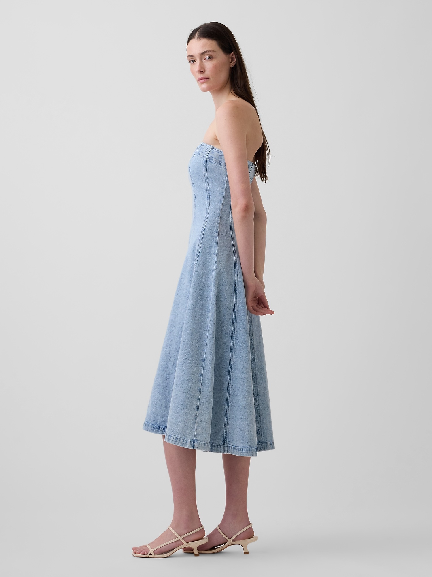 Женское платье Gap Denim Midi, цвет: Светлая варка — фото 3
