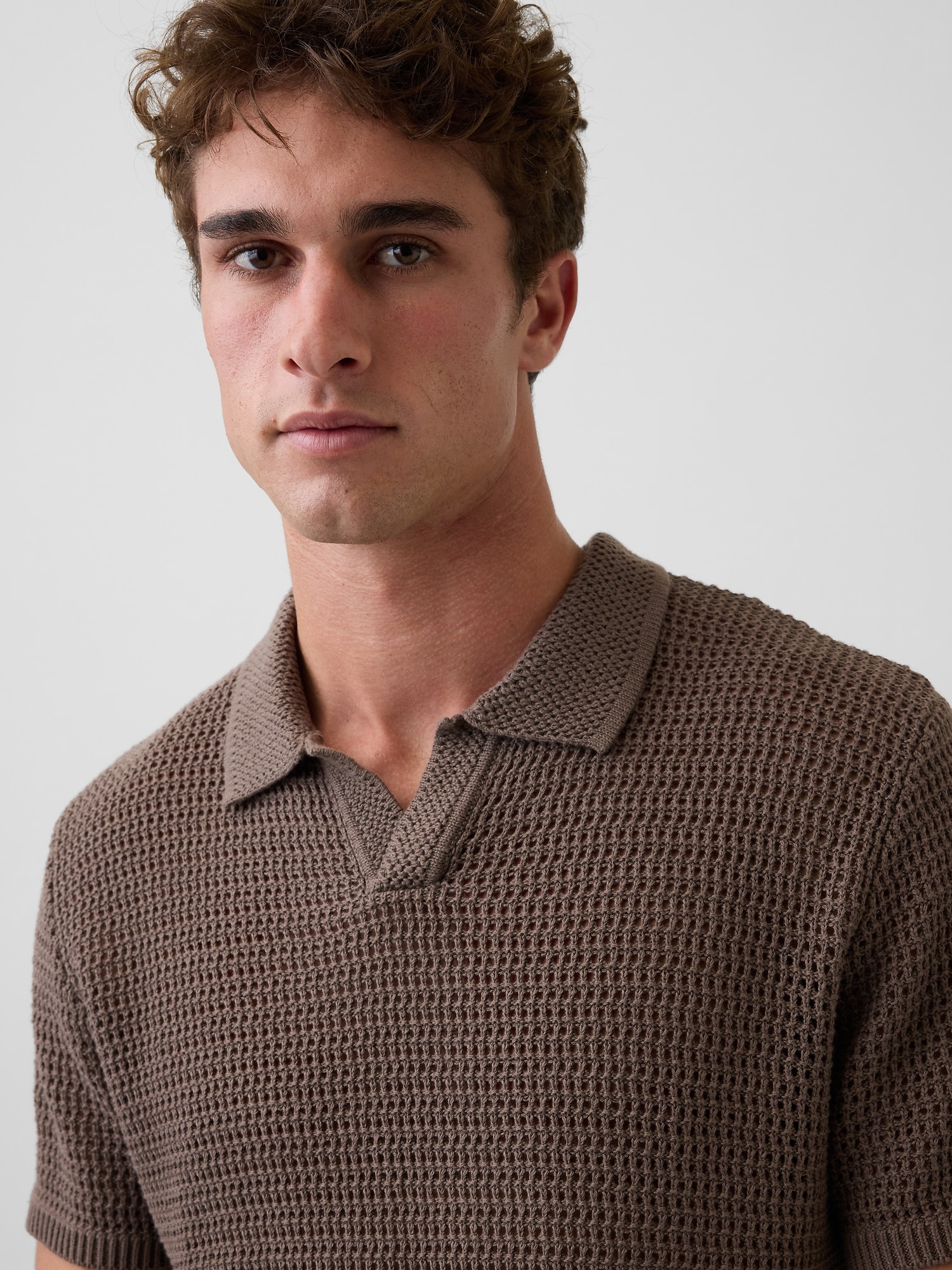 Mesh Polo Sweater