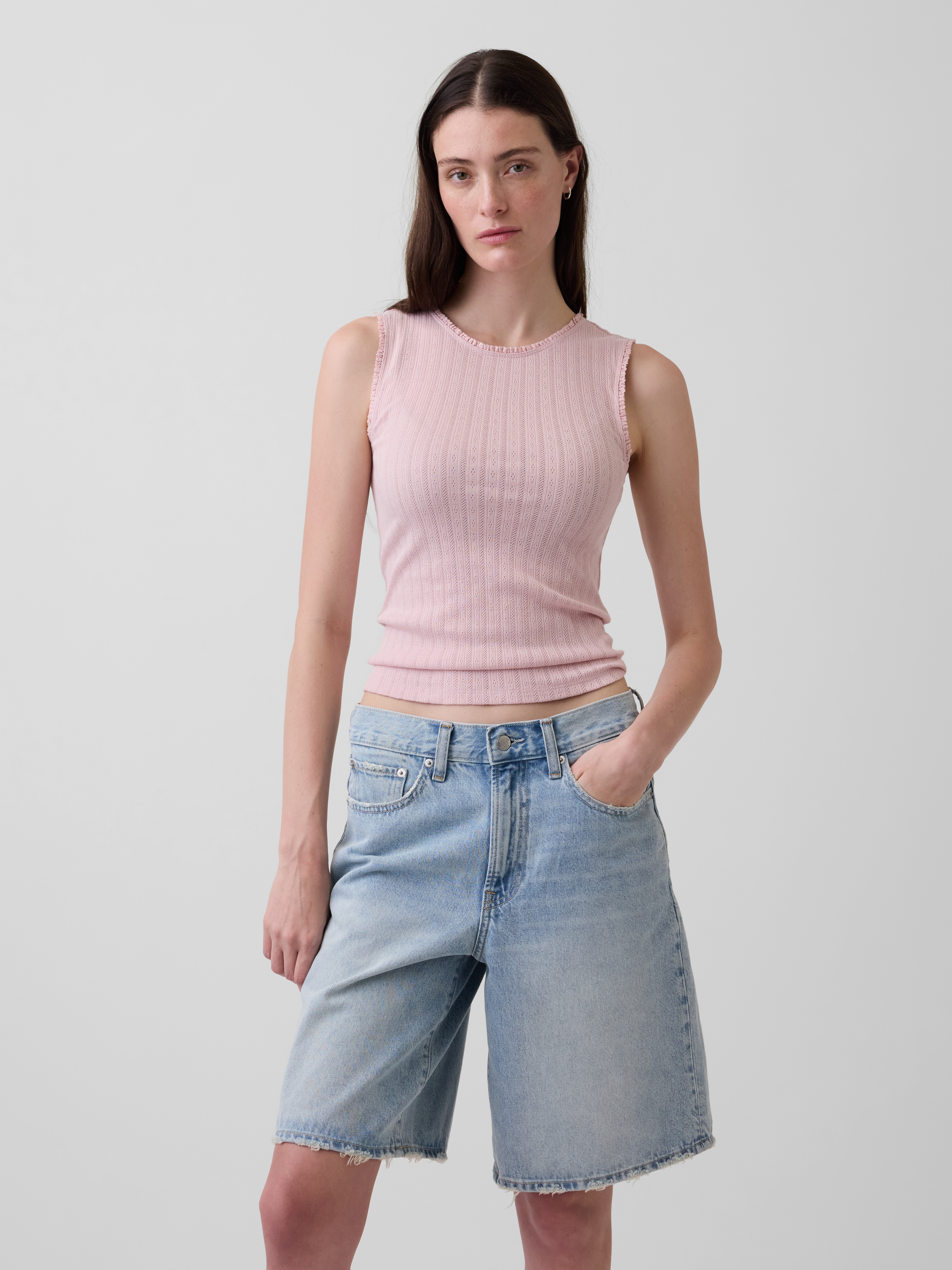 Pointelle Shell Tank Top