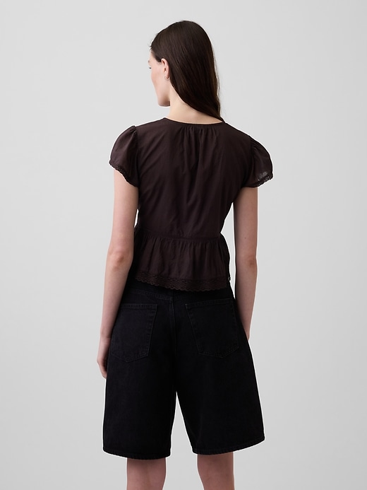 Image number 3 showing, Lace Voile Peplum Crop Top