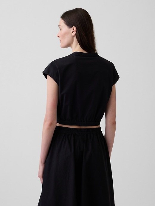 Image number 3 showing, Poplin Cap-Sleeve Crop Shirt
