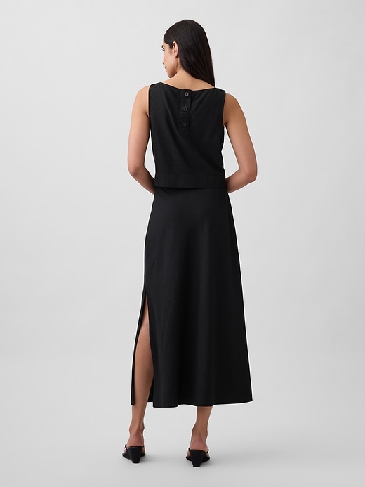 Image number 2 showing, Linen-Blend Maxi Slip Skirt