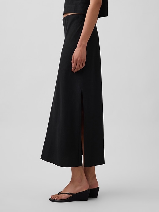 Image number 3 showing, Linen-Blend Maxi Slip Skirt