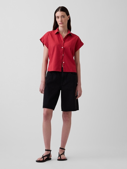 Image number 2 showing, Linen-Blend Oversized Shirt