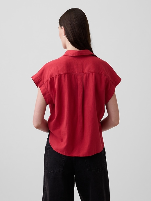 Image number 3 showing, Linen-Blend Oversized Shirt