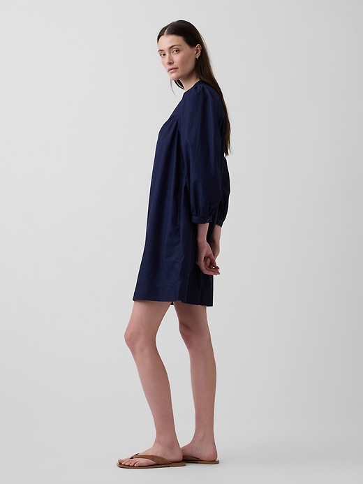 Image number 3 showing, Poplin Henley Mini Dress