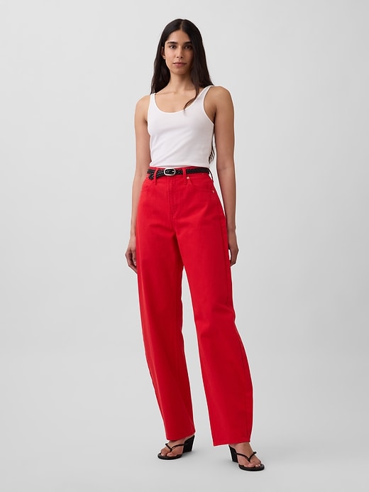 Image number 1 showing, High Rise Barrel Jeans