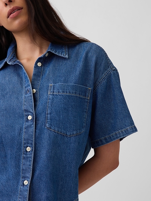 Image number 4 showing, UltraSoft Denim Oversized Camp Shirt