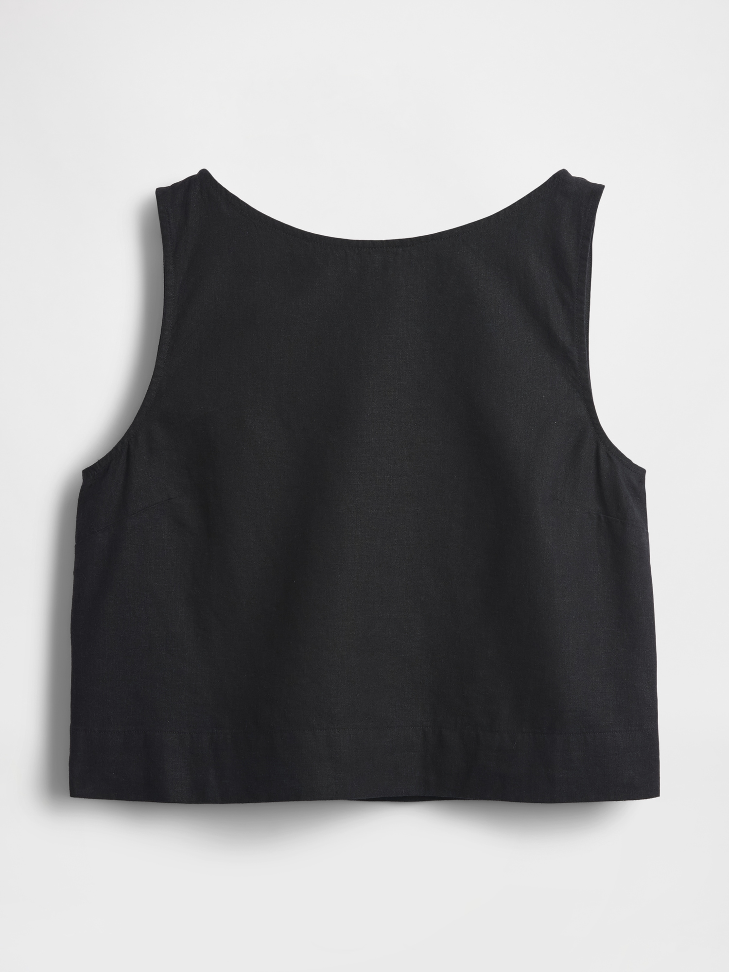 Linen-Blend Crop Shell Tank Top