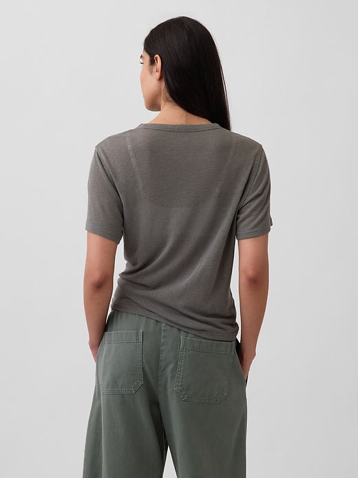 Image number 3 showing, Linen-Blend Relaxed T-Shirt