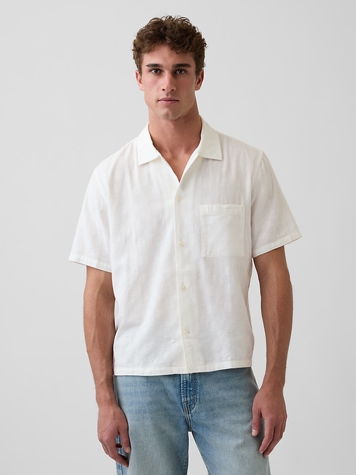 Image number 1 showing, Dobby Relaxed Straight-Hem Shirt