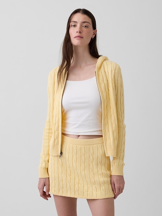 Image number 1 showing, 100% Cotton Cable-Knit Zip Cardigan