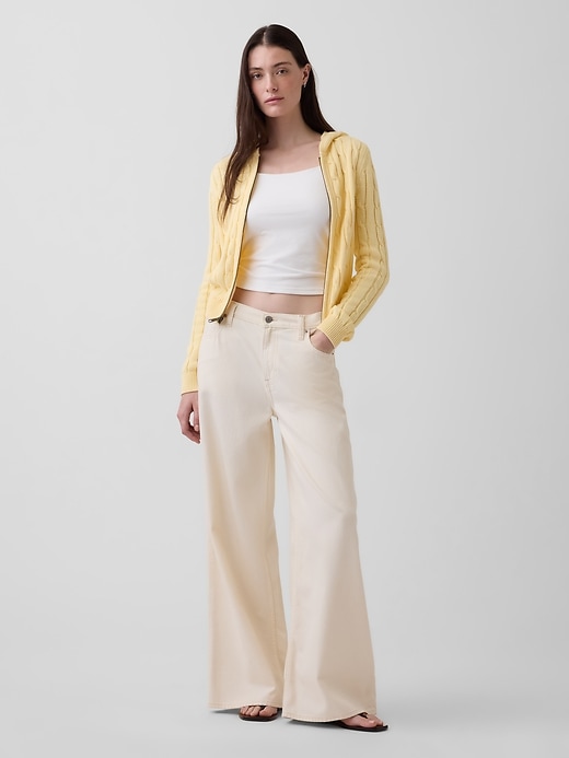 Image number 2 showing, 100% Cotton Cable-Knit Zip Cardigan