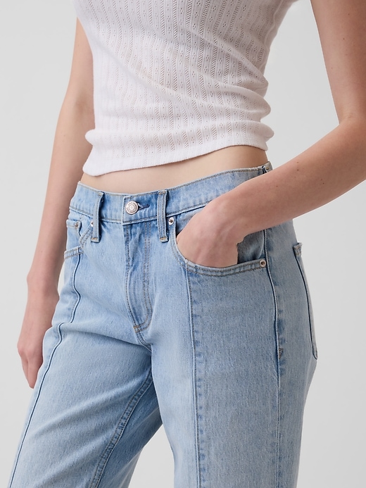 Image number 6 showing, Mid Rise Seamed Straight Jeans