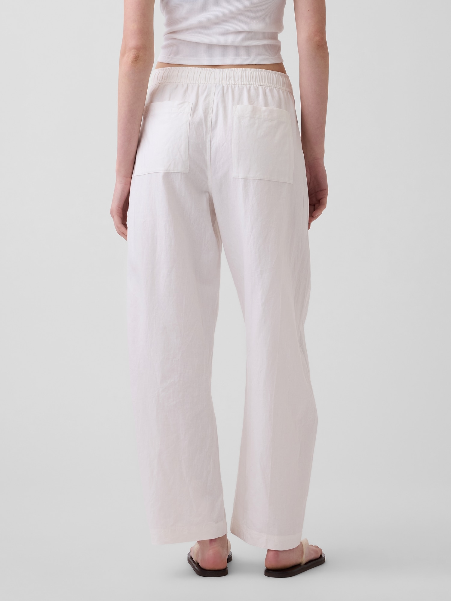 Linen-Blend Easy Barrel Pants