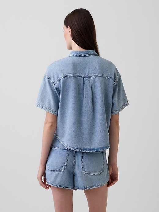 Image number 3 showing, UltraSoft Denim Oversized Camp Shirt