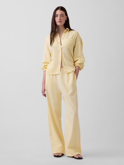 Image number 1 showing, Linen-Blend Easy Wide-Leg Pants