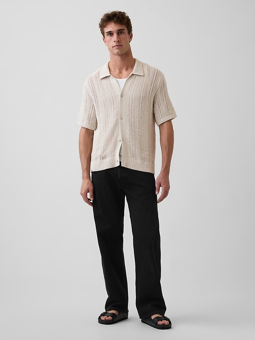 Image number 2 showing, Herringbone Crochet Sweater Shirt