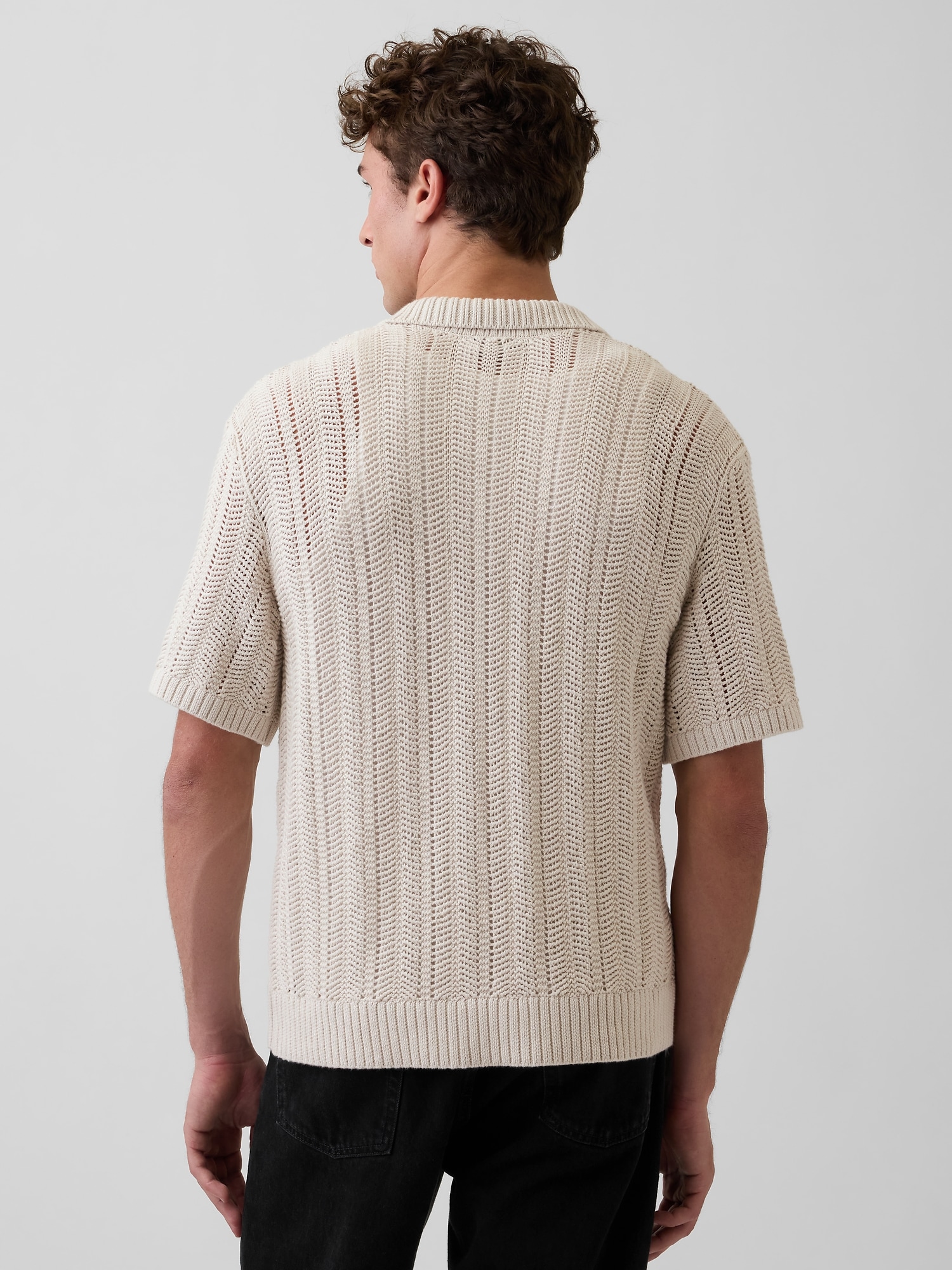 Herringbone Crochet Sweater Shirt