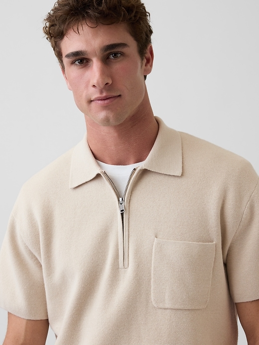 Image number 4 showing, Oversized Quarter-Zip Pocket Polo Sweater