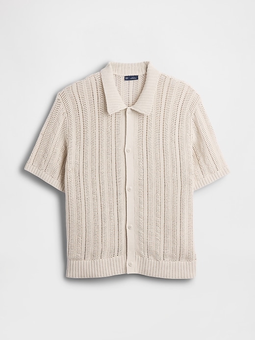 Image number 5 showing, Herringbone Crochet Sweater Shirt