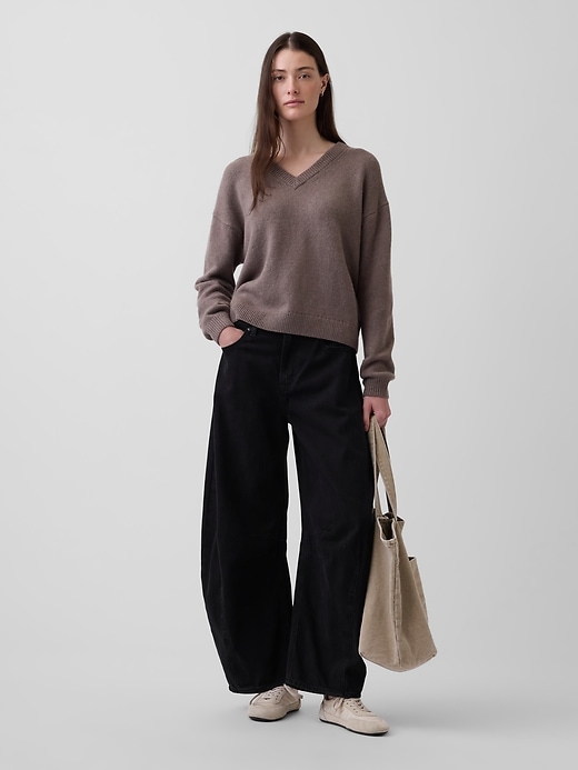 Image number 2 showing, CashSoft Oversized V-Neck Sweater